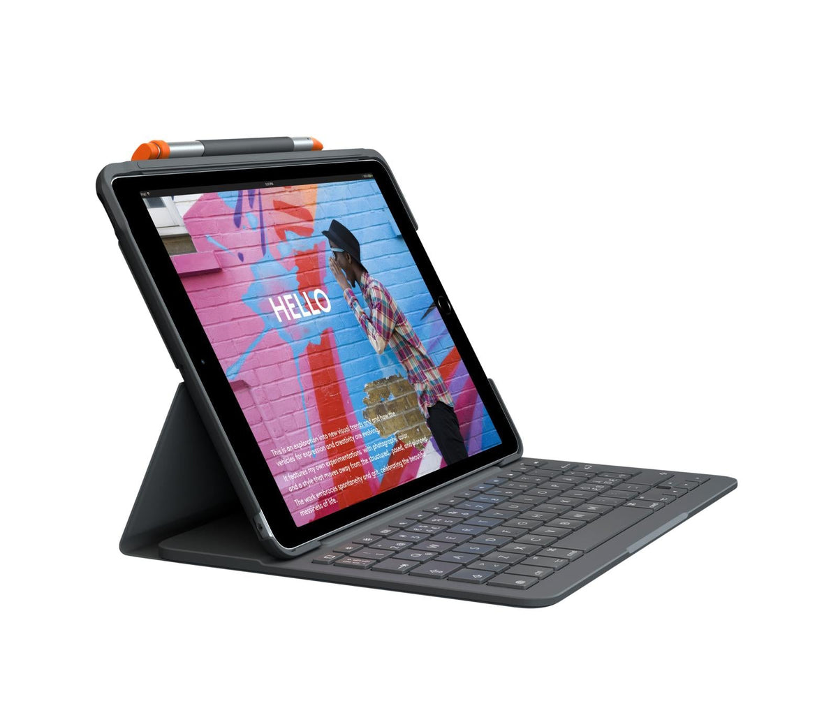 Logitech - Slim Folio for iPad 7-8-9th Graphite Nordic Logitech