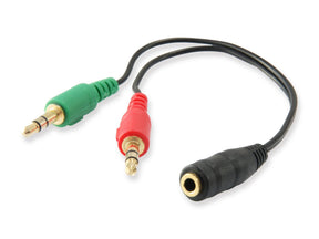 Equip Audiokabel Splitter 3.5mm->2x3.5mm Bu/St      grün/rot Polybeutel Equip