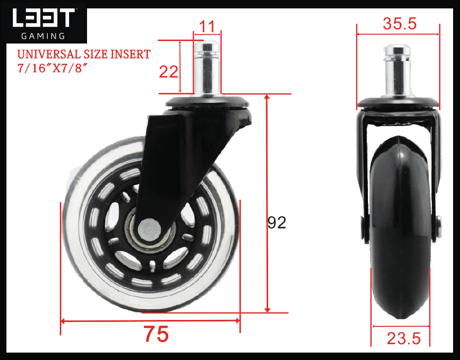 L33T - Styrehjul - Sort (Pakke med 5) L33T