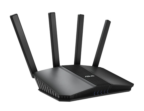 ASUS RT-BE59 sort Wi-Fi 7-router – kabinet og fire eksterne antenner