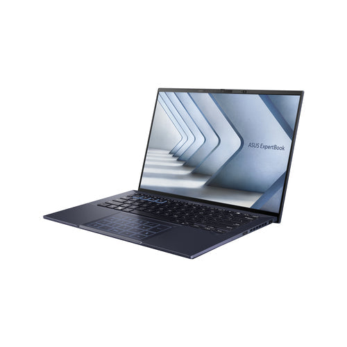 ASUS ExpertBook B9 OLED B9403CVAR-PP1735X – set skråt forfra (vinkel 2); tastaturlayout illustrativt