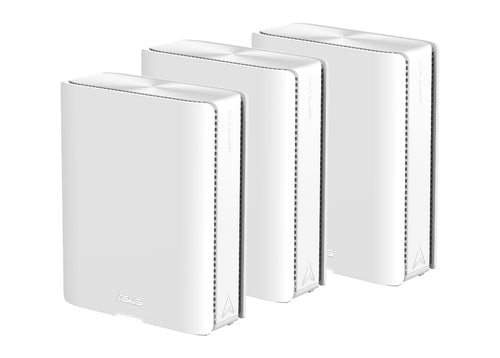 ASUS ZenWiFi BQ16 Wi-Fi 7 mesh-system – vist i en samlet opsætning (vinkel 2)