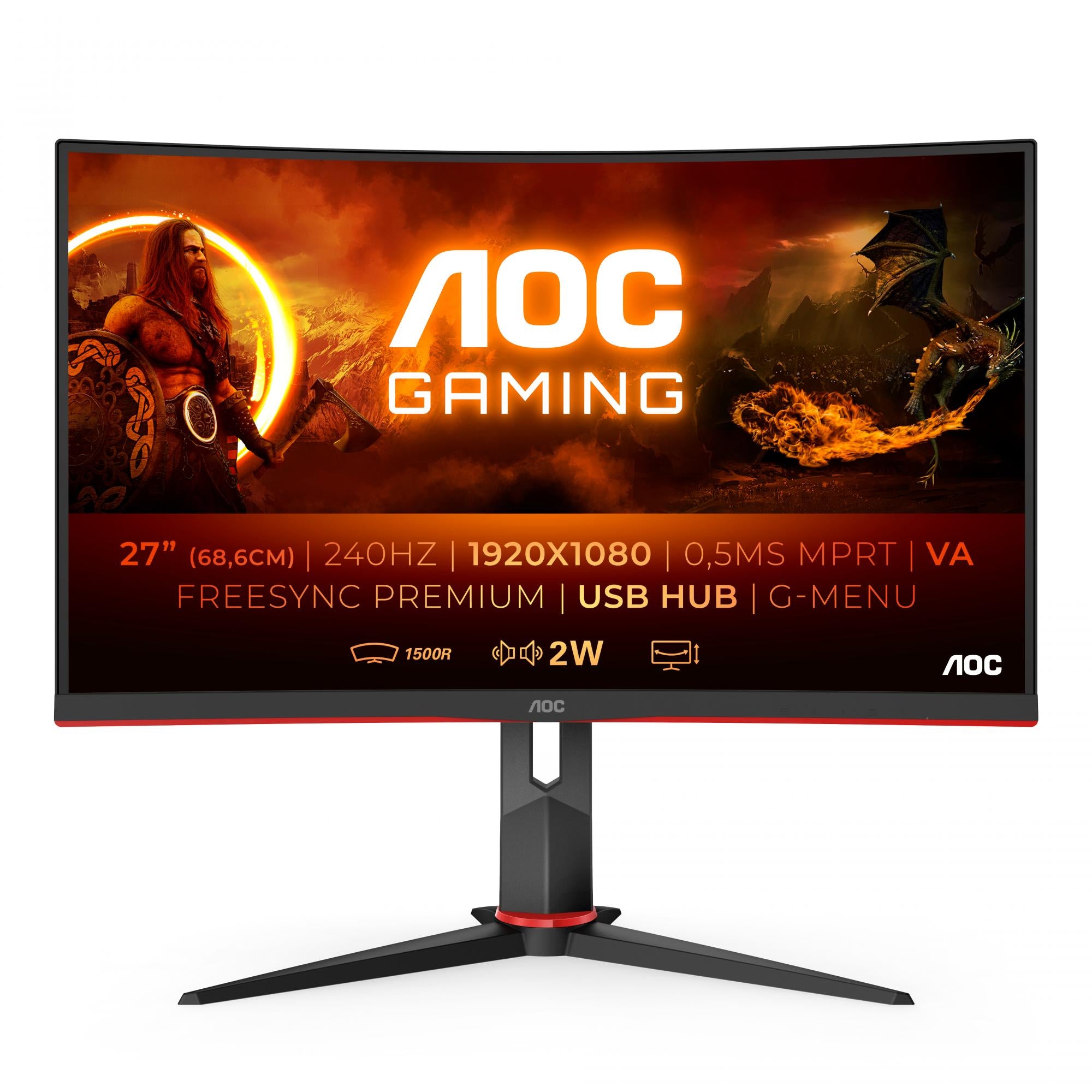 AOC Gaming C27G2ZU/BK 27 1920 x 1080 (Full HD) HDMI DisplayPort 240Hz AOC