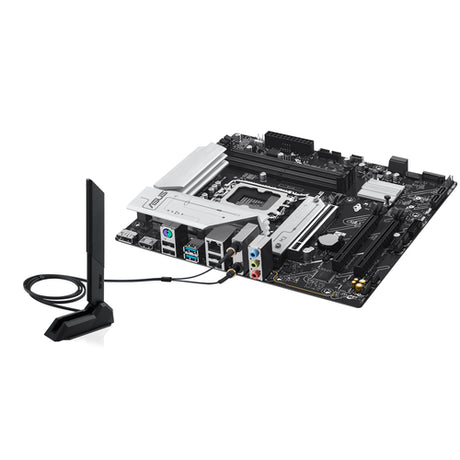 ASUS PRIME B760M-A WIFI II med Wi-Fi-antenne og bagpanel