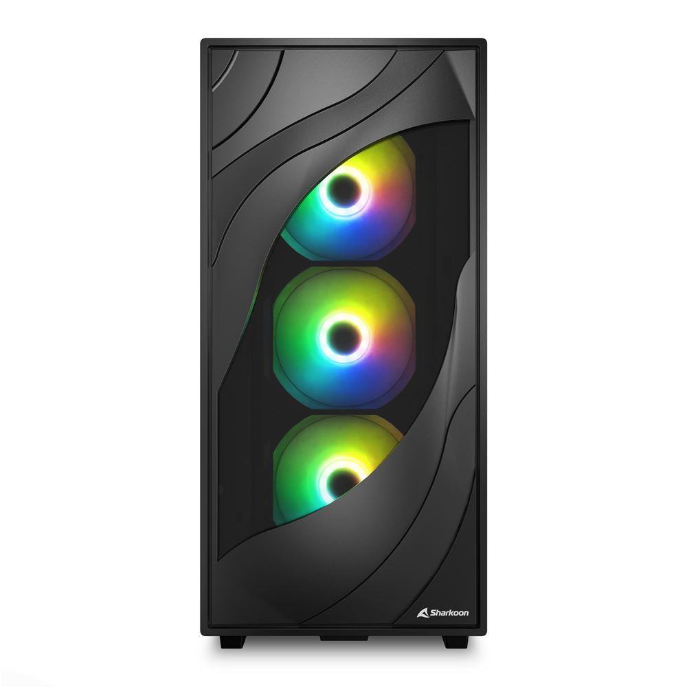Sharkoon Rebel C80M RGB Black Mesh Airflow 4x 120mm ARGB PWM Fans USB-C Dual 360mm Radiator ATX Gaming PC Case Sharkoon