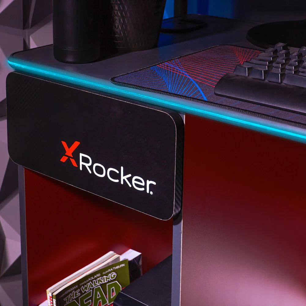 XROCKER CARBON-TEK DESK WITH WIRELESS CHARGING AND NEO FIBER LED XROCKER