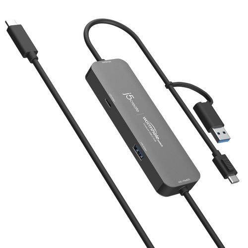 j5create JCH422 – Wormhole CrossLink USB-C-hub – hub skråt fra modsatte side
