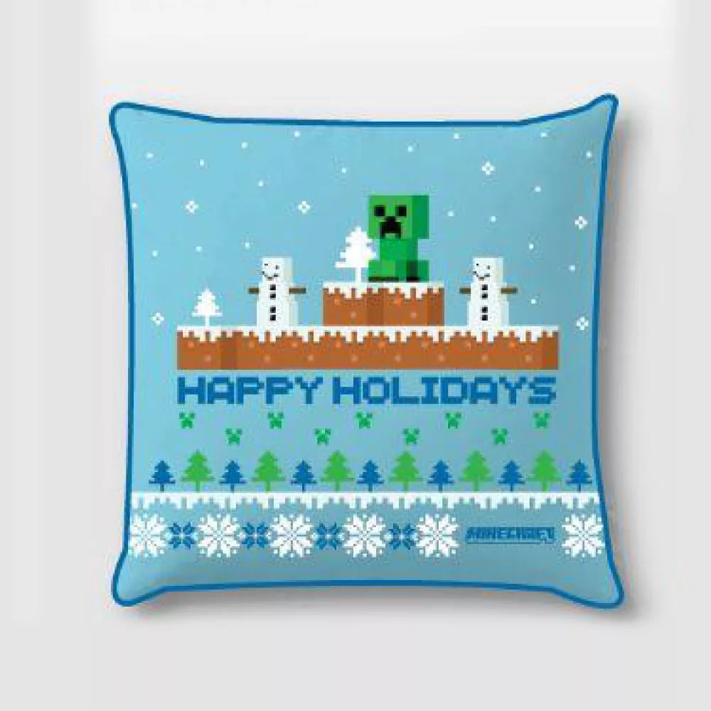 Minecraft Happy Holidays Pudebetræk – 40x40 cm (Velour) Mojang