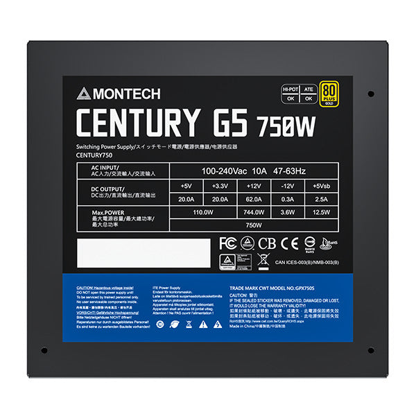 Montech CENTURY GOLD G5 750W, ATX 3.0
