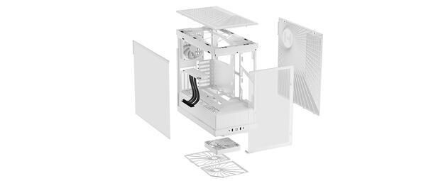 HYTE Y40 Snow White  Miditower - Panoramic Glass Veil, included PCIe 4.0 riser cable, 2 included fans