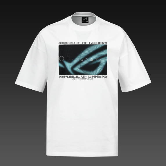 ASUS ROG COSMIC WAVE T-Shirt - Drop Shoulder Fit - Hvid