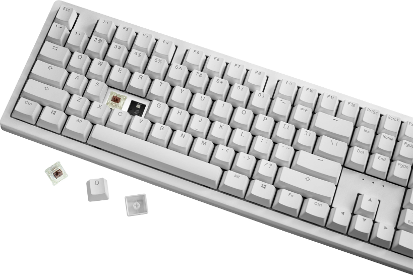 Ducky Zero - White - Cherry Brown - RGB - Trådløs Ducky