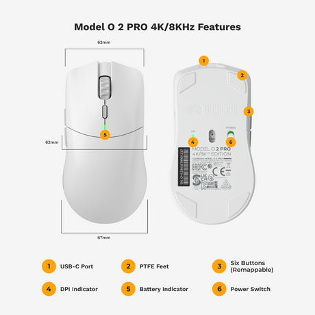 Glorious Model O 2 PRO Wireless - 4K/8K Polling - White Glorious