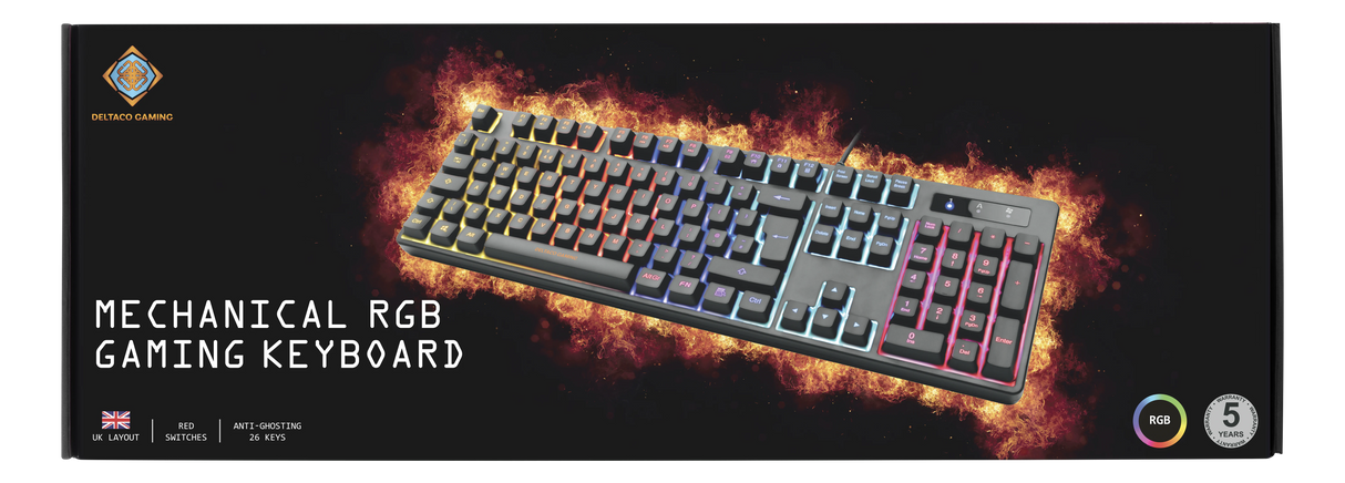 Deltaco - DK310 RGB Gaming Keyboard - Outemu Red Switch - UK LAYOUT Deltaco