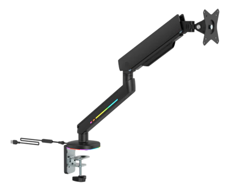 Premium RGB Single Monitor Arm - Sort - Justerbar - 17-32" DELTACO