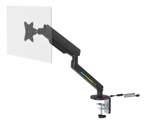 Premium RGB Single Monitor Arm - Sort - Justerbar - 17-32" DELTACO