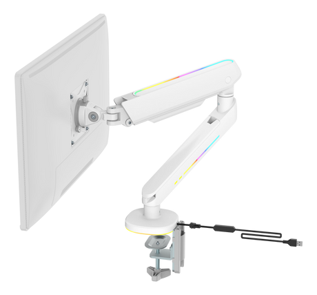 WA95 - Premium Gaming Monitor Arm - RGB Lys - Hvid DELTACO