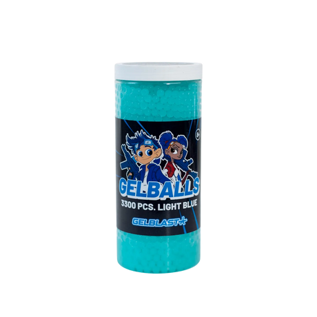GelBlast GelBalls Light Blue – 3.300 stk. klar til brug – produkt og medfølgende udstyr
