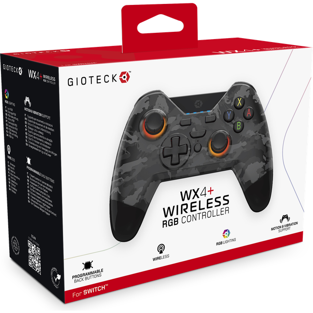 gioteck controller wx4 wireless cubes for nintendo... GIOTECK WX4+ Trødløs Camo Controller Nintendo Switch – Geekd