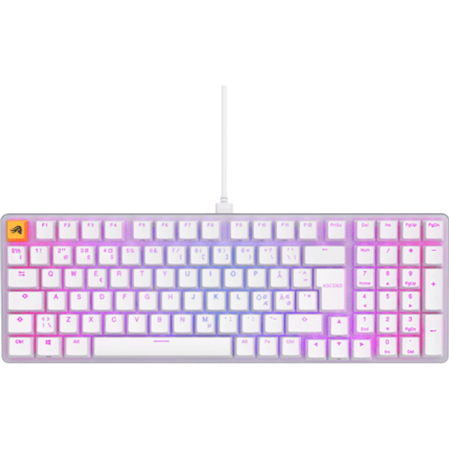 hvidt keyboard med lyserødt rgb lys