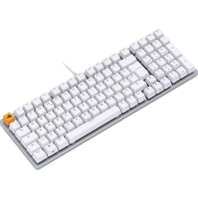 hvidt Glorious tastatur uden lys i, ESC knappen er i orange farve