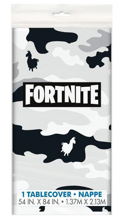Fortnite Plastik Borddug - Sort Camouflage - 137x213 cm Fortnite
