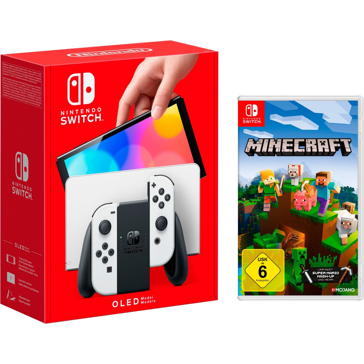 Swich Minecraft Nintendo Switch (OLED model), game console (white, incl. Minecraft) – Geekd