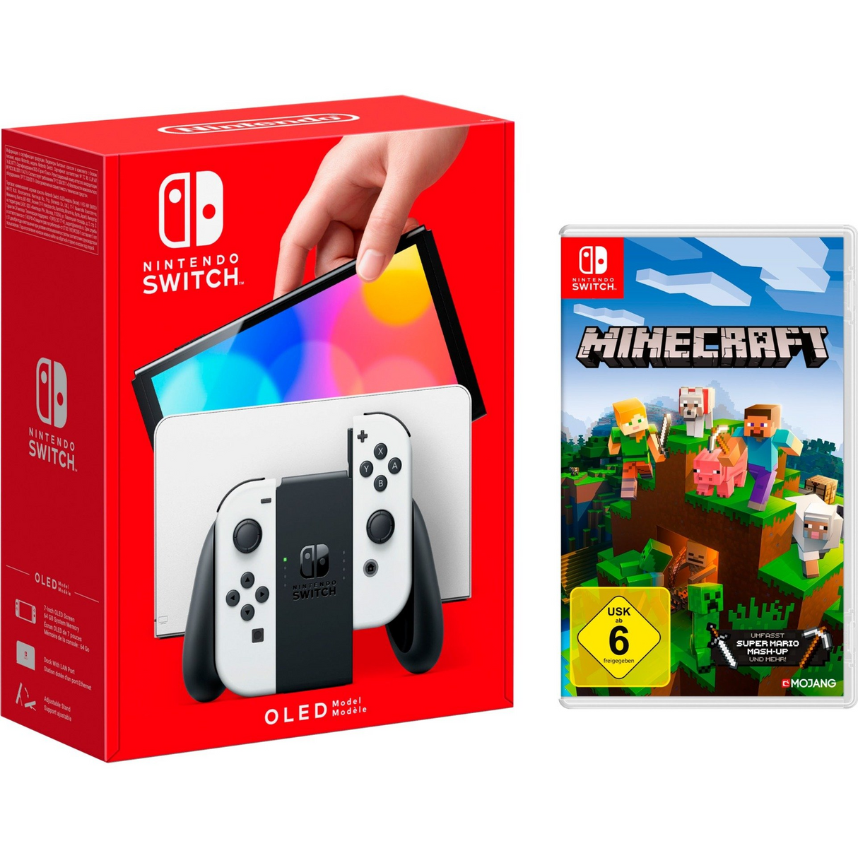 Nintendo Switch (OLED model), game console (white, incl. Minecraft) Nintendo