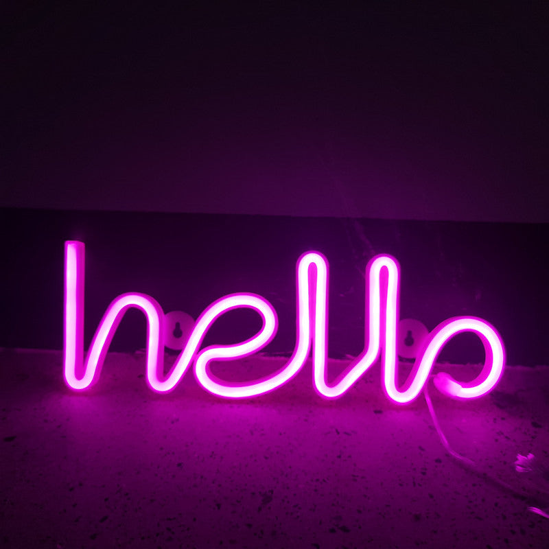 Hello LED Neon Lampe Pink | Geekd.dk