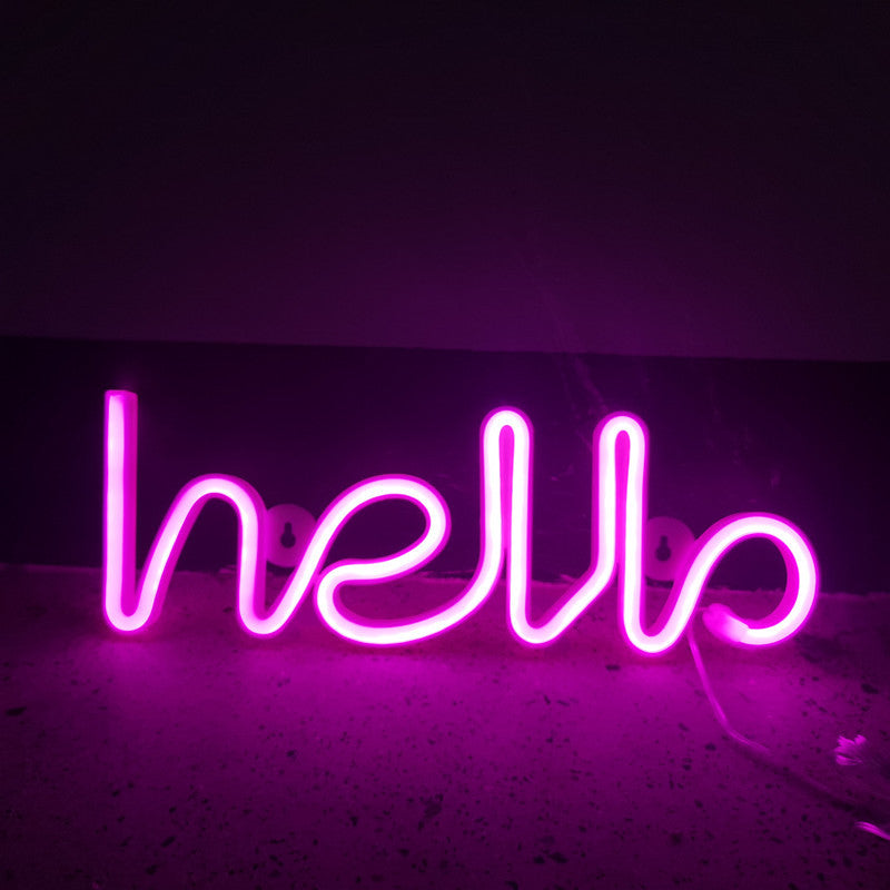 Hello Neon LED Lampe Pink