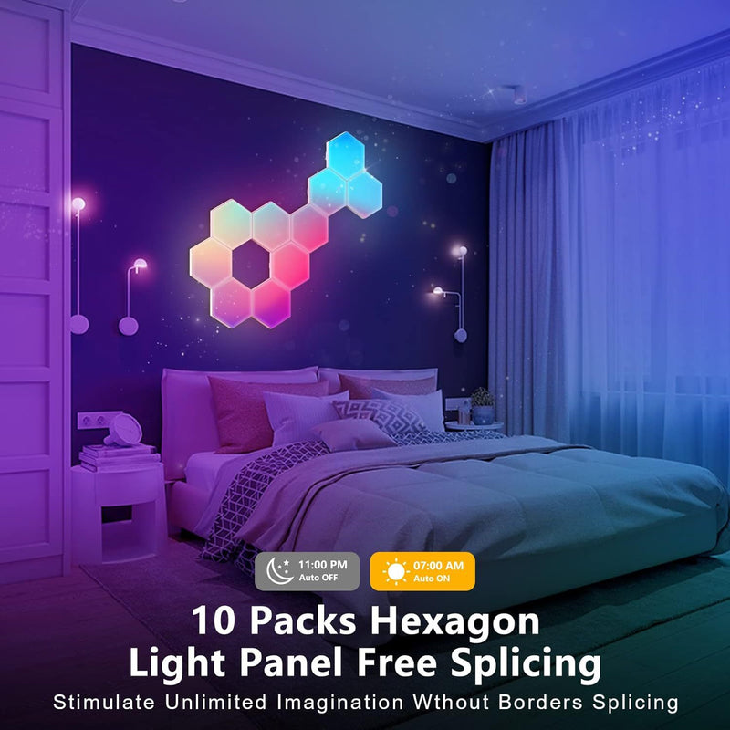 Hexagon RGB led lys Paneler 10 pak