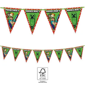 Minecraft Guirlande - Grønne Flag - FSC - 2.3 m Minecraft