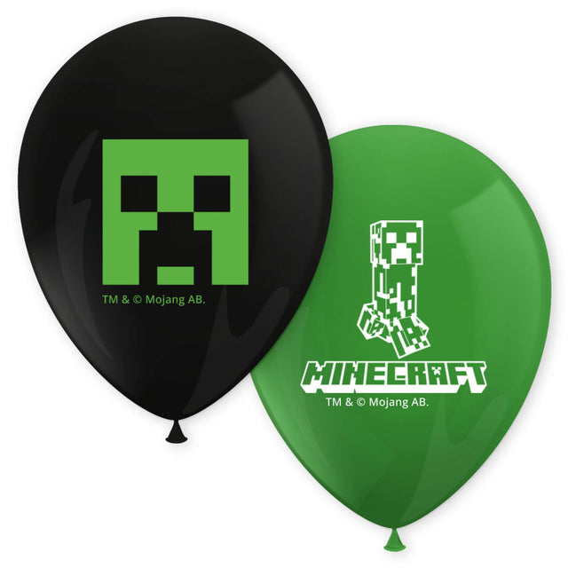 Minecraft Grønne Balloner - 8 stk Minecraft