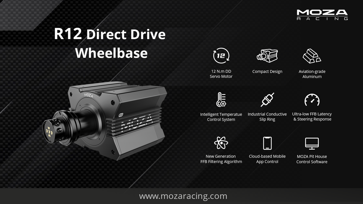 MOZA R12 Direct Drive Wheel Base - 12 Nm