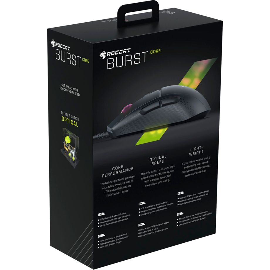 Roccat Burst Core Sort RGB Gaming Mus