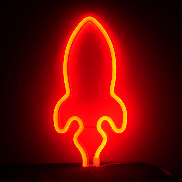 Rymdraket Neon LED-lampa röd