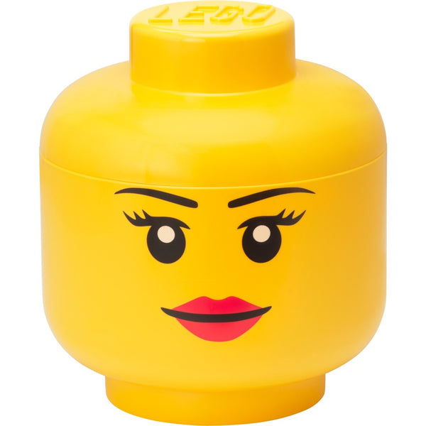 Room Copenhagen LEGO ikoniskt förvaringshuvud "Flicka", förvaringslåda (gul, storlek L, dam)