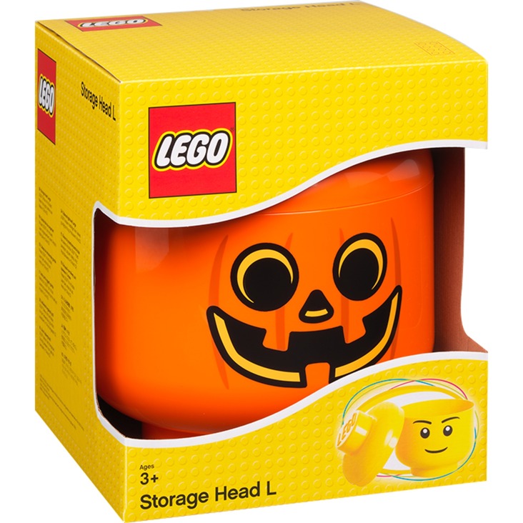Room Copenhagen LEGO Storage Head "Pumpkin", large, storage box (orange / black)