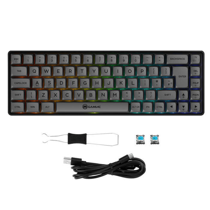 Gamiac TKL69G - Sort/Grå - SF Tastatur - Blå Switch