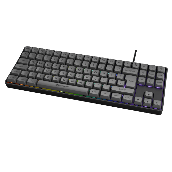 Gamiac TKL90G - Grå/Svart - TKL-tangentbord - Blå brytare