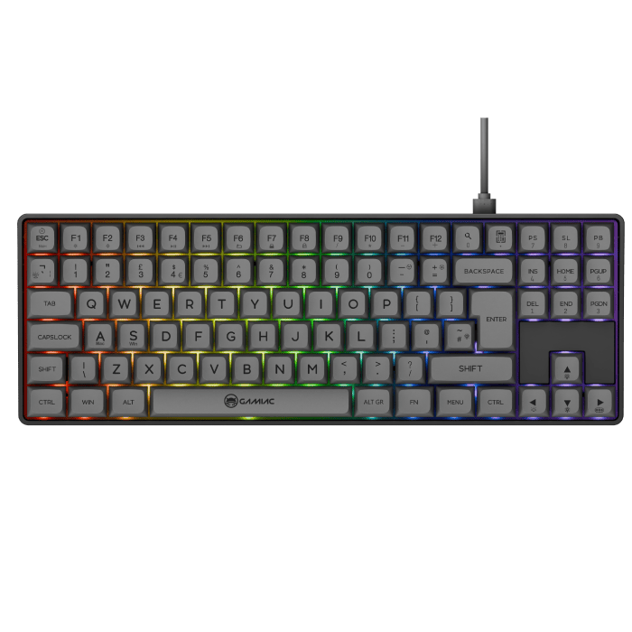 Gamiac TKL90G - Grå/Svart - TKL-tangentbord - Blå brytare