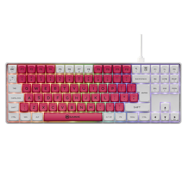 Gamiac TKL90G - Hvid/Rød - TKL Tastatur - Blå Switch