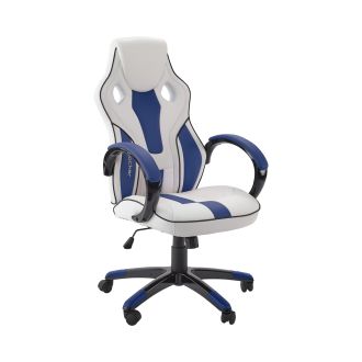 XROCKER MAVERICK HEIGHT ADJUSTABLE OFFICE GAMING CHAIR - WHITE AND BLUE XROCKER