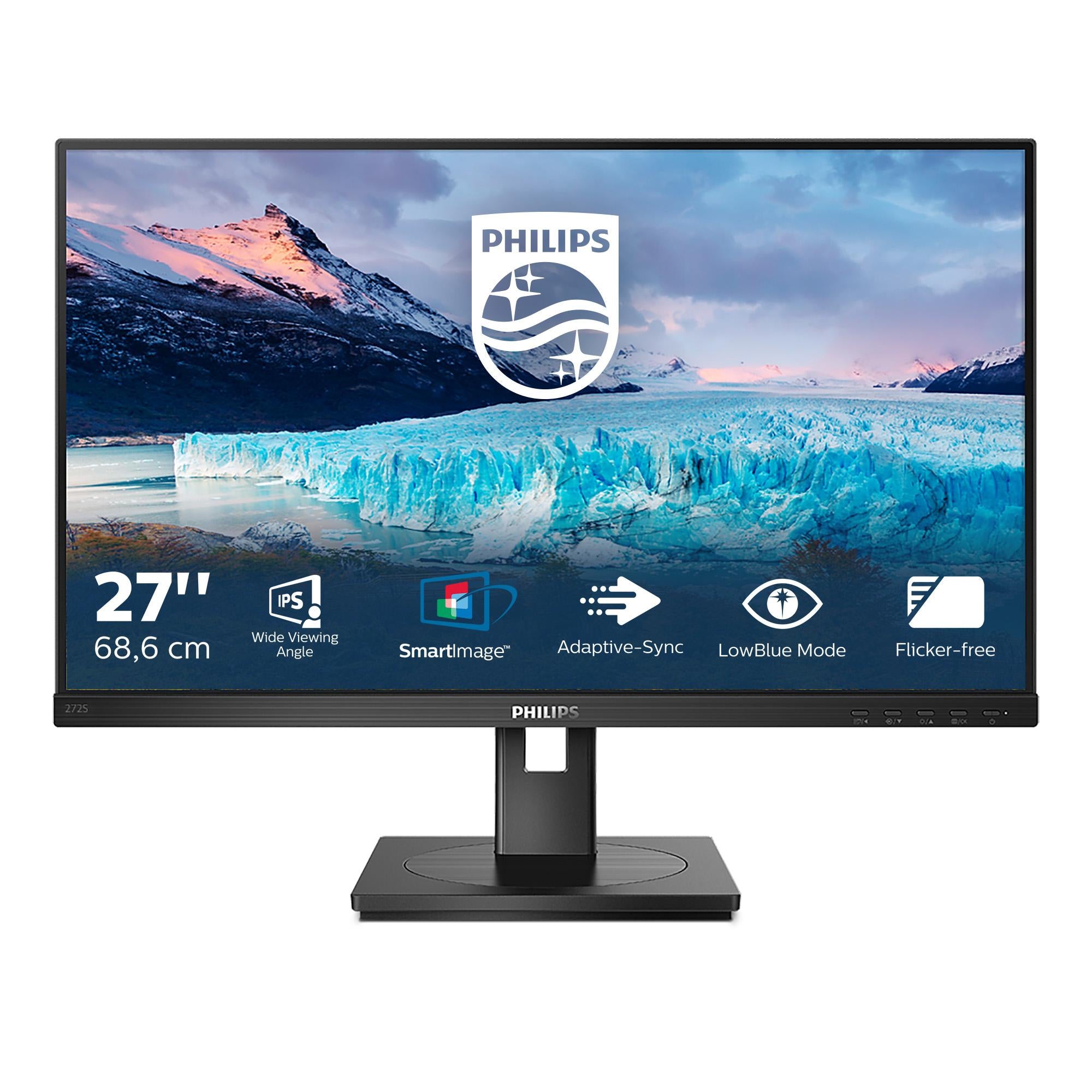 Philips S-line 272S1AE 27 IPS 1920 x 1080 (Full HD) 75Hz DVI VGA (HD-15) HDMI DisplayPort Pivot Skærm Philips