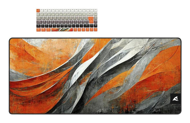 Sharkoon D6-sæt med orange og grå keycaps og matchende musemåtte