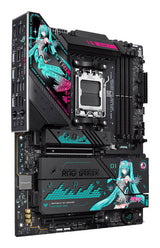 ASUS ROG STRIX X870E-H GAMING WIFI7 Hatsune Miku Edition – AM5 bundkort – skråt ovenfra