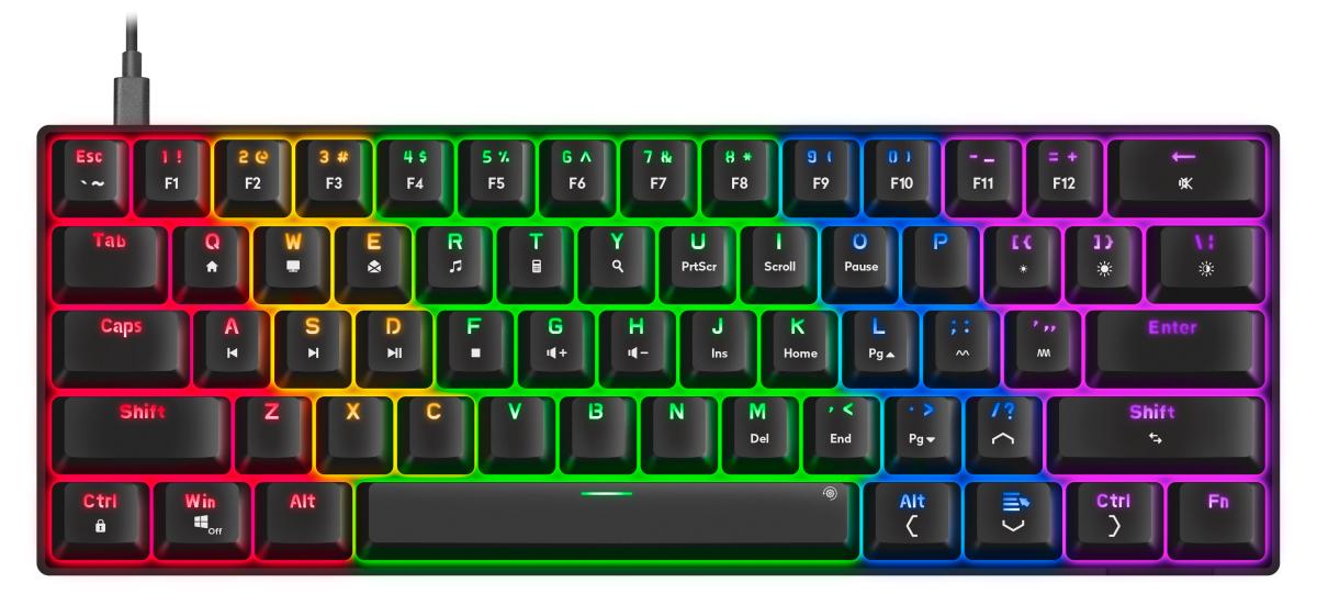 Speedlink - ATMOS RGB Rainbow Mechanical 60% Gaming Keyboard with brown switches, black - US layout Speedlink