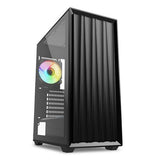 Sort Sharkoon VK3 RGB kabinet med glasside og oplyst bageste ARGB-blæser