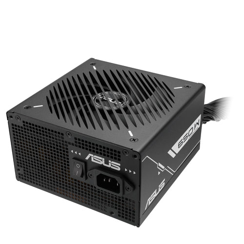 ASUS PRIME-650B-BLACK – bagside og blæsergitter set skråt ovenfra