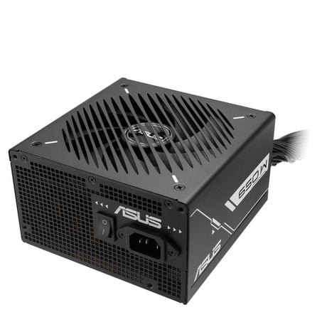 ASUS PRIME-650B-BLACK – bagside og blæsergitter set skråt ovenfra